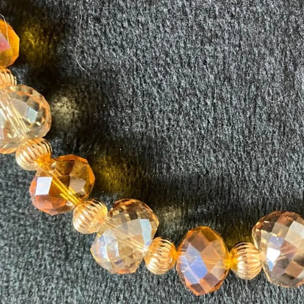 Handcrafted Champagne and Amber Glass Multifaceted Bead Elegant 18